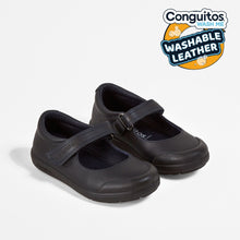 Charger l'image dans la galerie, Girl's Navy Washable Leather School Shoes