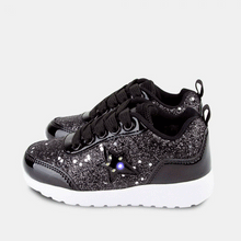 Carica l'immagine nel visualizzatore di Gallery, Girl's Black Glitter Sneakers Star with Lights