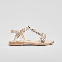 Charger l'image dans la galerie, Girl's Metallic Flowers Leather Sandals